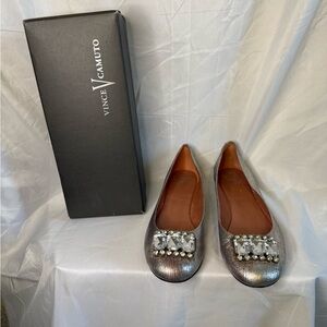 Vince Camuto Silver Flats with Rhinestone Embellishment